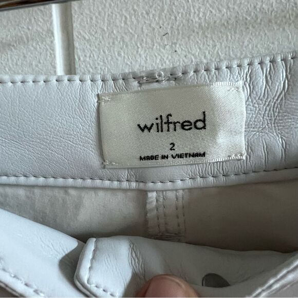 Aritzia Wilfred Melina Birch White Faux Leather High Rise Straight Leg Pant - Picture 12 of 13